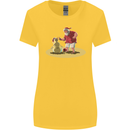 Christmas Beach Santa Clause & Snowman Womens Wider Cut T-Shirt Yellow