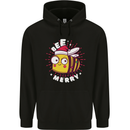 Christmas Bee Merry Funny Novelty Childrens Kids Hoodie Black