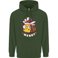 Christmas Bee Merry Funny Novelty Childrens Kids Hoodie Forest Green