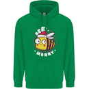 Christmas Bee Merry Funny Novelty Childrens Kids Hoodie Irish Green