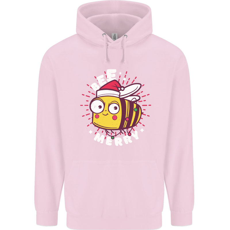 Christmas Bee Merry Funny Novelty Childrens Kids Hoodie Light Pink