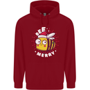 Christmas Bee Merry Funny Novelty Childrens Kids Hoodie Red