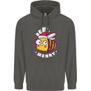 Christmas Bee Merry Funny Novelty Childrens Kids Hoodie Storm Grey