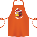 Christmas Bee Merry Funny Novelty Cotton Apron 100% Organic Orange
