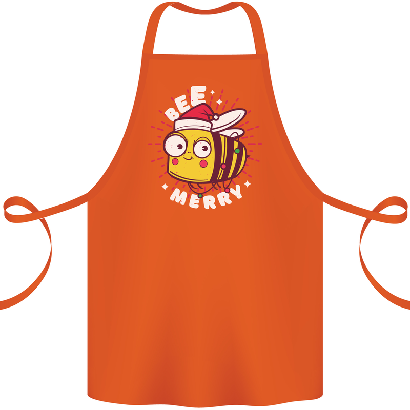 Christmas Bee Merry Funny Novelty Cotton Apron 100% Organic Orange