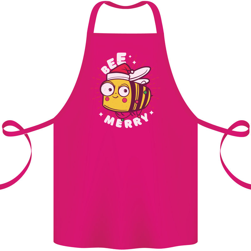 Christmas Bee Merry Funny Novelty Cotton Apron 100% Organic Pink