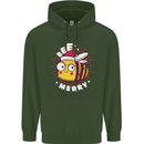 Christmas Bee Merry Funny Novelty Mens 80% Cotton Hoodie Forest Green
