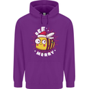 Christmas Bee Merry Funny Novelty Mens 80% Cotton Hoodie Purple