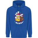 Christmas Bee Merry Funny Novelty Mens 80% Cotton Hoodie Royal Blue