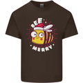 Christmas Bee Merry Funny Novelty Mens Cotton T-Shirt Tee Top Dark Chocolate