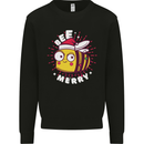 Christmas Bee Merry Funny Novelty Mens Sweatshirt Jumper Black