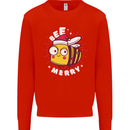 Christmas Bee Merry Funny Novelty Mens Sweatshirt Jumper Bright Red