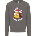 Christmas Bee Merry Funny Novelty Mens Sweatshirt Jumper Charcoal