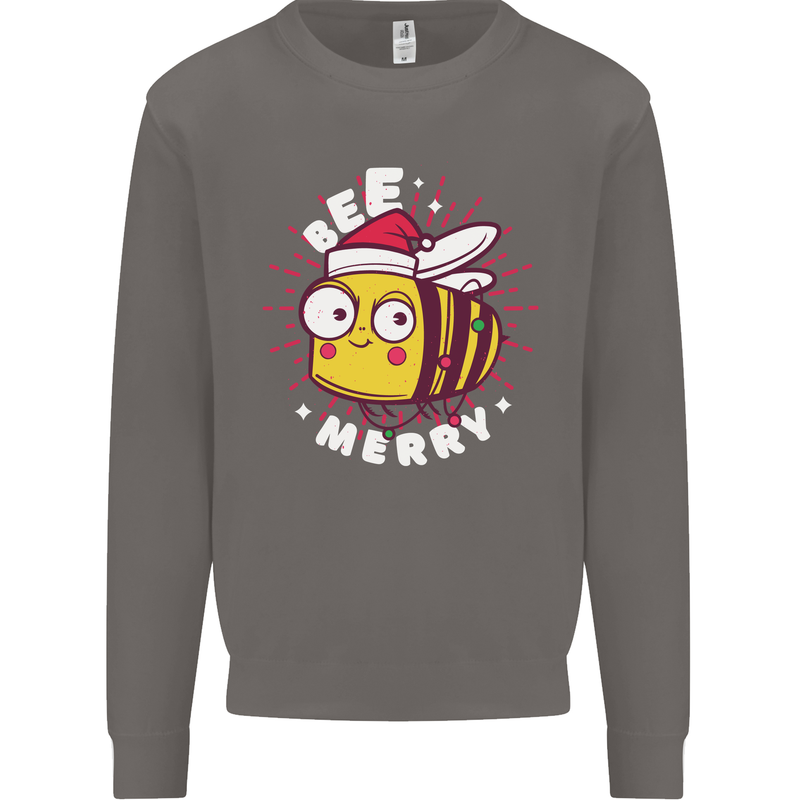 Christmas Bee Merry Funny Novelty Mens Sweatshirt Jumper Charcoal