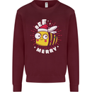 Christmas Bee Merry Funny Novelty Mens Sweatshirt Jumper Maroon
