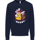 Christmas Bee Merry Funny Novelty Mens Sweatshirt Jumper Navy Blue