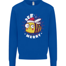 Christmas Bee Merry Funny Novelty Mens Sweatshirt Jumper Royal Blue