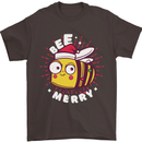 Christmas Bee Merry Funny Novelty Mens T-Shirt Cotton Gildan Dark Chocolate