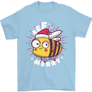 Christmas Bee Merry Funny Novelty Mens T-Shirt Cotton Gildan Light Blue