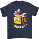 Christmas Bee Merry Funny Novelty Mens T-Shirt Cotton Gildan Navy Blue