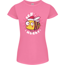 Christmas Bee Merry Funny Novelty Womens Petite Cut T-Shirt Azalea