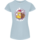Christmas Bee Merry Funny Novelty Womens Petite Cut T-Shirt Light Blue