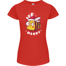 Christmas Bee Merry Funny Novelty Womens Petite Cut T-Shirt Red