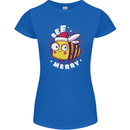 Christmas Bee Merry Funny Novelty Womens Petite Cut T-Shirt Royal Blue