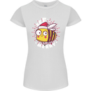 Christmas Bee Merry Funny Novelty Womens Petite Cut T-Shirt White