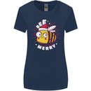Christmas Bee Merry Funny Novelty Womens Wider Cut T-Shirt Navy Blue