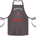 Christmas Better With Wine Funny Alcohol Cotton Apron 100% Organic Dark Grey