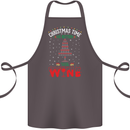 Christmas Better With Wine Funny Alcohol Cotton Apron 100% Organic Dark Grey