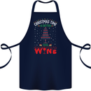 Christmas Better With Wine Funny Alcohol Cotton Apron 100% Organic Navy Blue