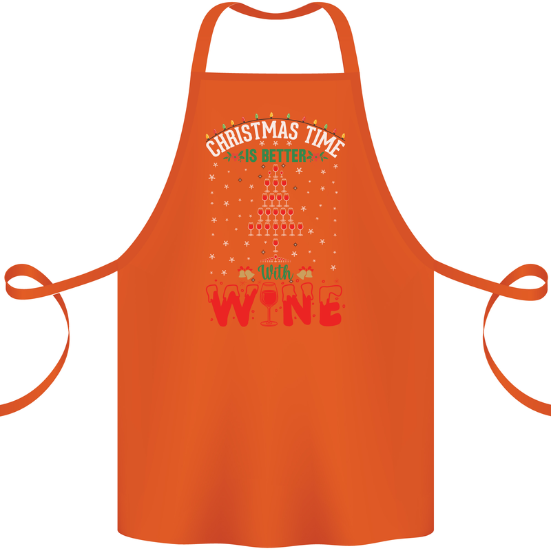 Christmas Better With Wine Funny Alcohol Cotton Apron 100% Organic Orange