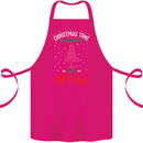 Christmas Better With Wine Funny Alcohol Cotton Apron 100% Organic Pink