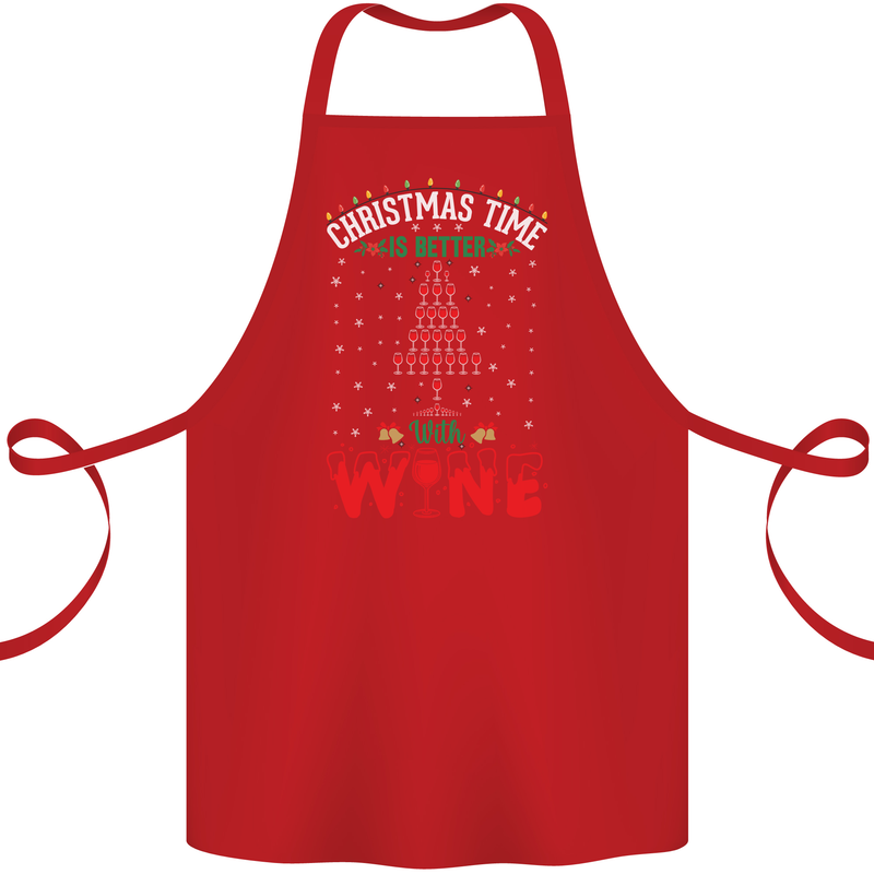 Christmas Better With Wine Funny Alcohol Cotton Apron 100% Organic Red