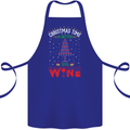 Christmas Better With Wine Funny Alcohol Cotton Apron 100% Organic Royal Blue