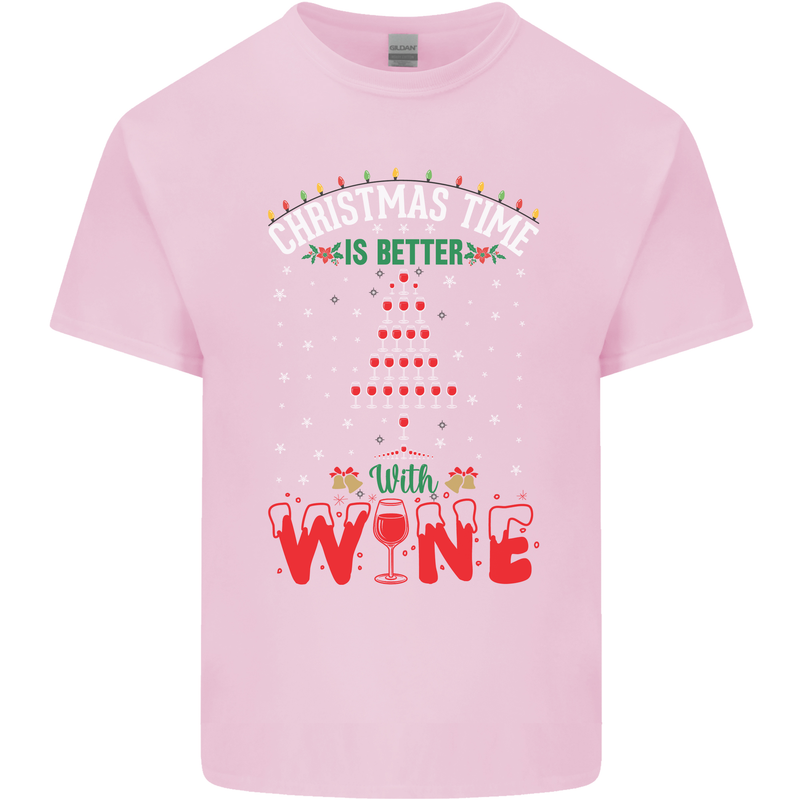 Christmas Better With Wine Funny Alcohol Mens Cotton T-Shirt Tee Top Light Pink