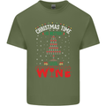 Christmas Better With Wine Funny Alcohol Mens Cotton T-Shirt Tee Top Military Green