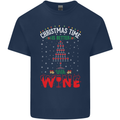 Christmas Better With Wine Funny Alcohol Mens Cotton T-Shirt Tee Top Navy Blue