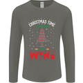 Christmas Better With Wine Funny Alcohol Mens Long Sleeve T-Shirt Charcoal