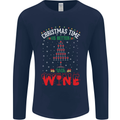 Christmas Better With Wine Funny Alcohol Mens Long Sleeve T-Shirt Navy Blue