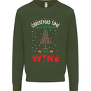 Christmas Better With Wine Funny Alcohol Mens Sweatshirt Jumper Forest Green