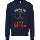Christmas Better With Wine Funny Alcohol Mens Sweatshirt Jumper Navy Blue