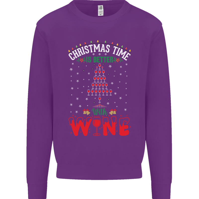 Christmas Better With Wine Funny Alcohol Mens Sweatshirt Jumper Purple
