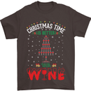 Christmas Better With Wine Funny Alcohol Mens T-Shirt Cotton Gildan Dark Chocolate