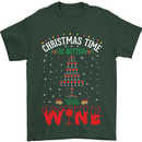 Christmas Better With Wine Funny Alcohol Mens T-Shirt Cotton Gildan Forest Green