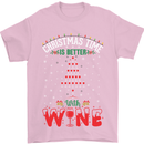 Christmas Better With Wine Funny Alcohol Mens T-Shirt Cotton Gildan Light Pink