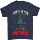 Christmas Better With Wine Funny Alcohol Mens T-Shirt Cotton Gildan Navy Blue
