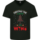Christmas Better With Wine Funny Alcohol Mens V-Neck Cotton T-Shirt Black